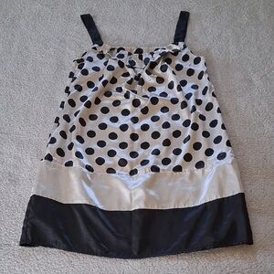 Chic Anthropologie Nick And Mo Black and Cream Polka Dot Midi Dress